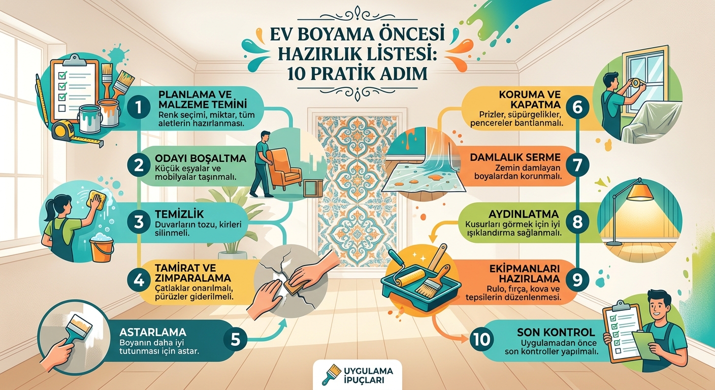 Ev Boyama Öncesi Hazırlık Listesi: 10 Pratik Adım